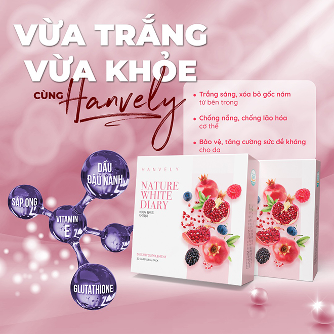 Viên uống trắng da an toàn Hanvely vừa uống vừa khỏe Viên uống trắng da an toàn Hanvely vừa uống vừa khỏe